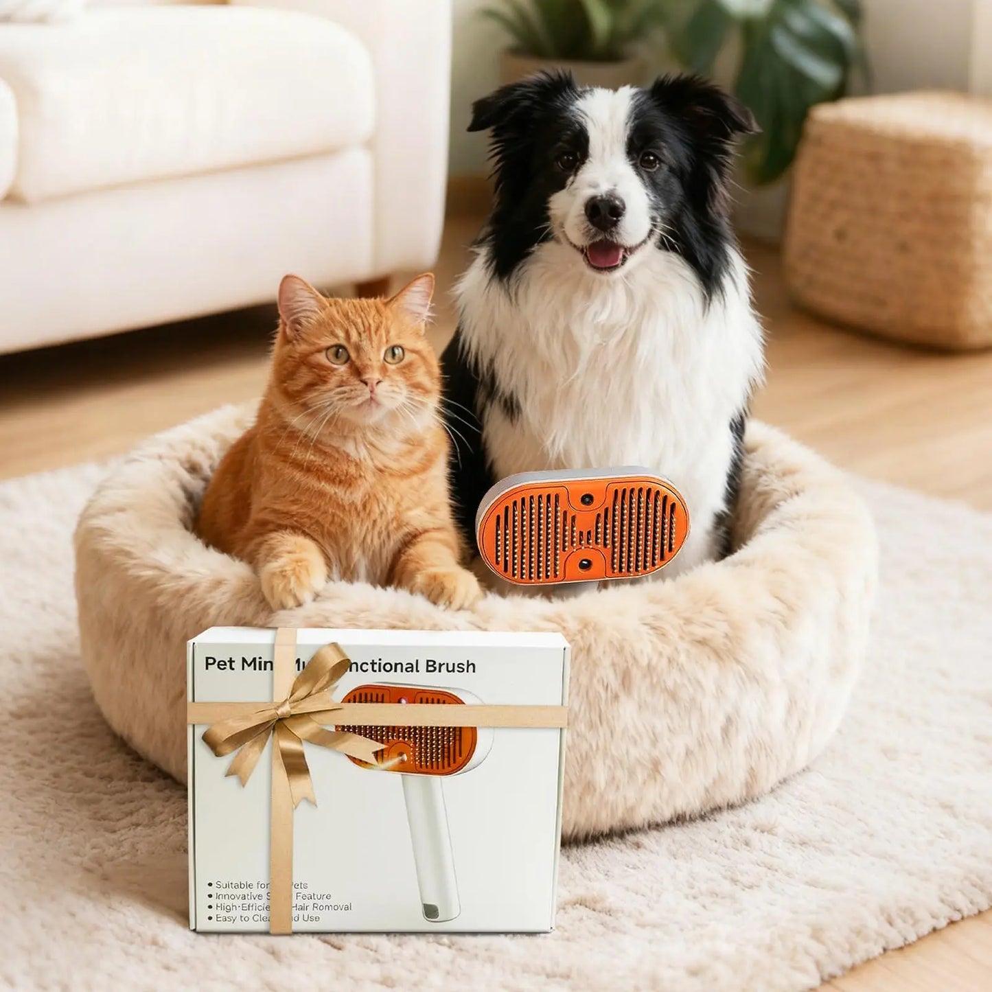 Furlyn Self-Cleaning Pet Hair Remover Brush with Spray Mist for Dogs and Cats – One-Click Deshedding Grooming Tool for Effective Shedding and Undercoat Removal