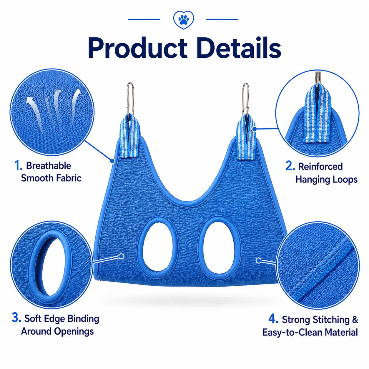 Breathable Pet Grooming Hammock Harness for Cats and Small Dogs - Ideal for Nail Trimming, Claw Care, Grooming, Ear Cleaning, and Medication Administration