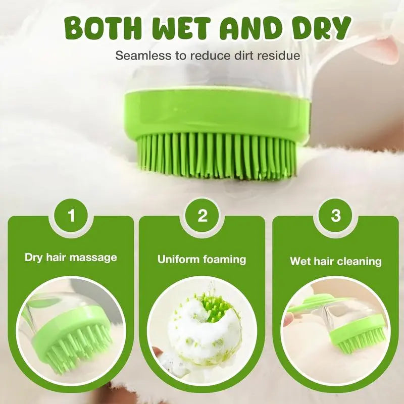 【Summervibes】2026 New 2 in 1 Pet Bath and Grooming Brush Is a Pet Toolwith Built in Shampoo Dispenser for Easy Bathing a Softmassage Tool for Long or Short Haired Dogs and Cats Idealfor Shower Grooming Supplies