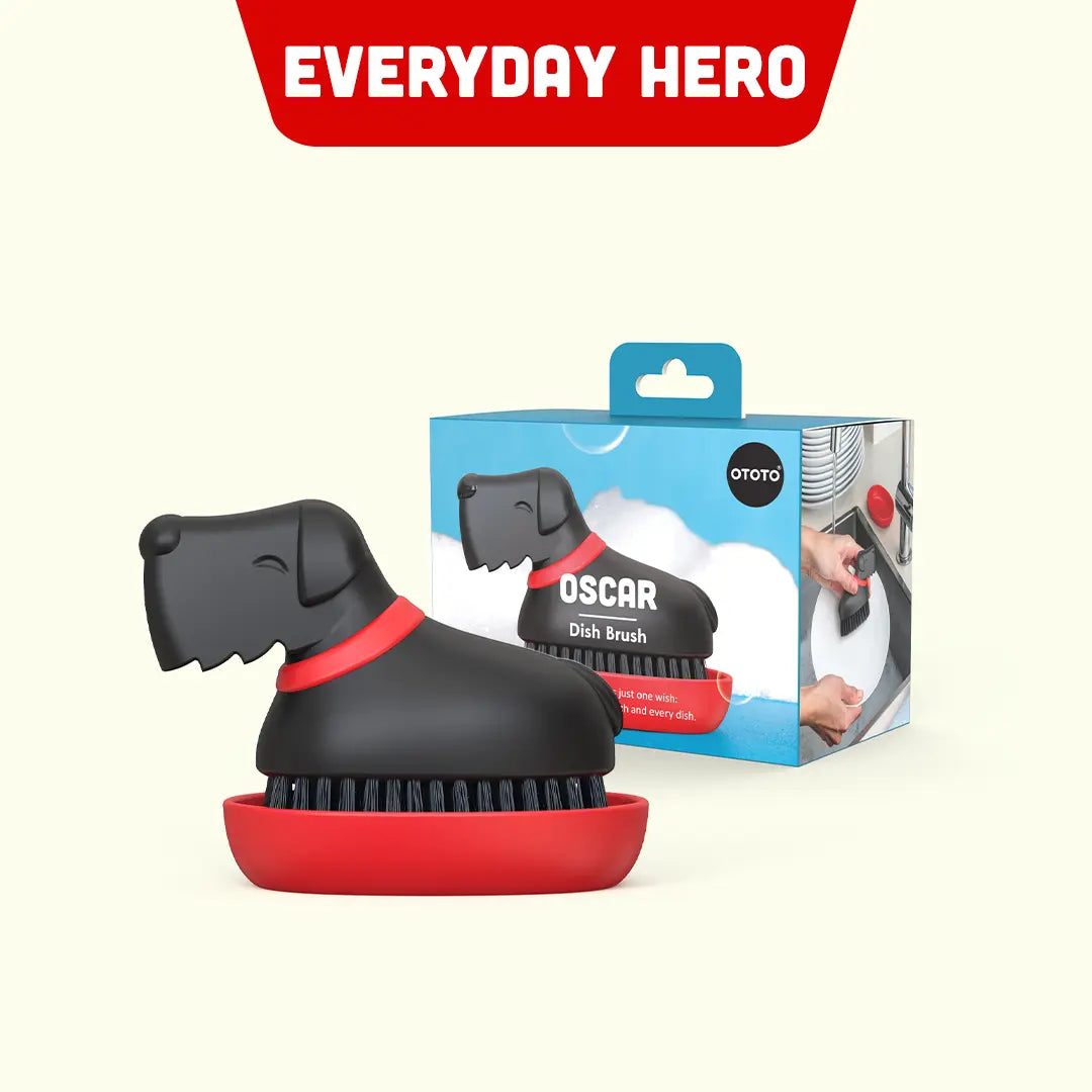 OTOTO Oscar Dog Dish Brush - Cute Dog Kitchen Brush for Dishes & Veggies | Tiktok Must-Have | Funky Kitchen Supplies | Kitchen Accessories