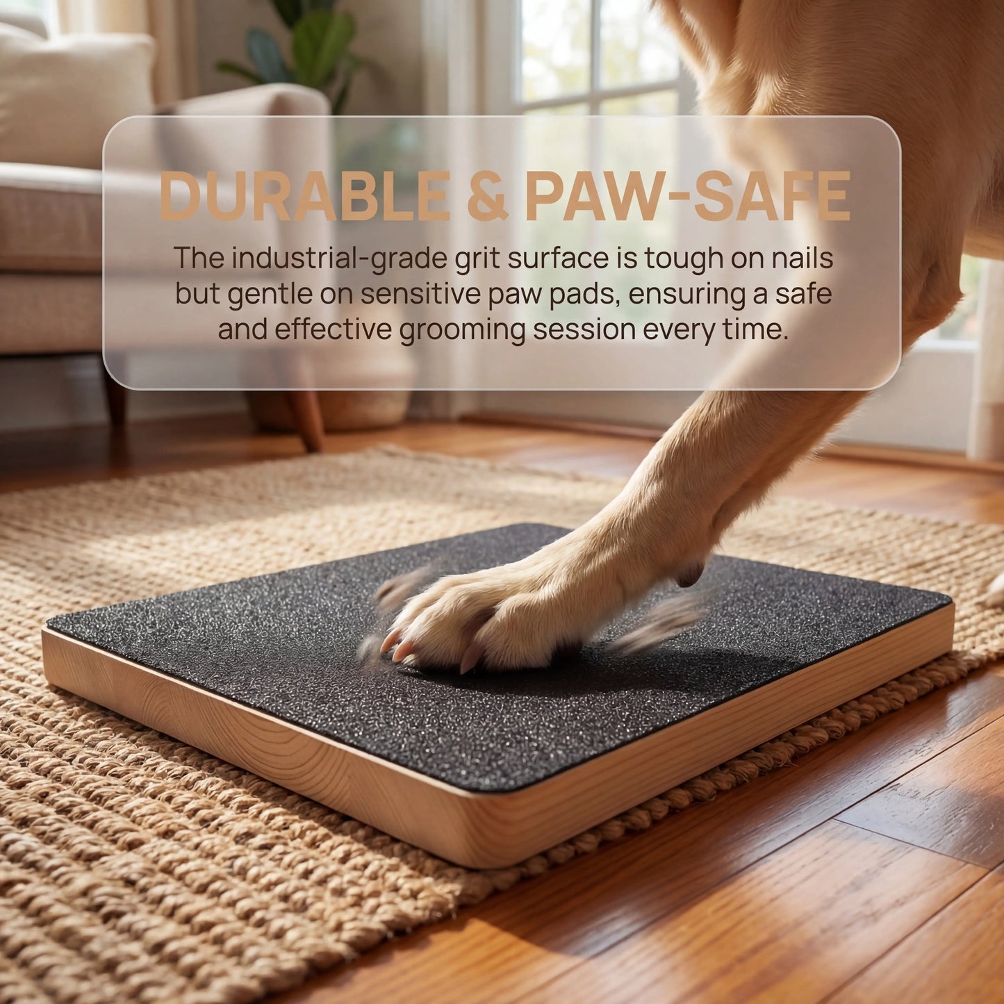 Wooden Dog Nail Smoothing Board with Integrated Treat Compartment and Sandpaper - Premium Solid Wood Grooming Tool