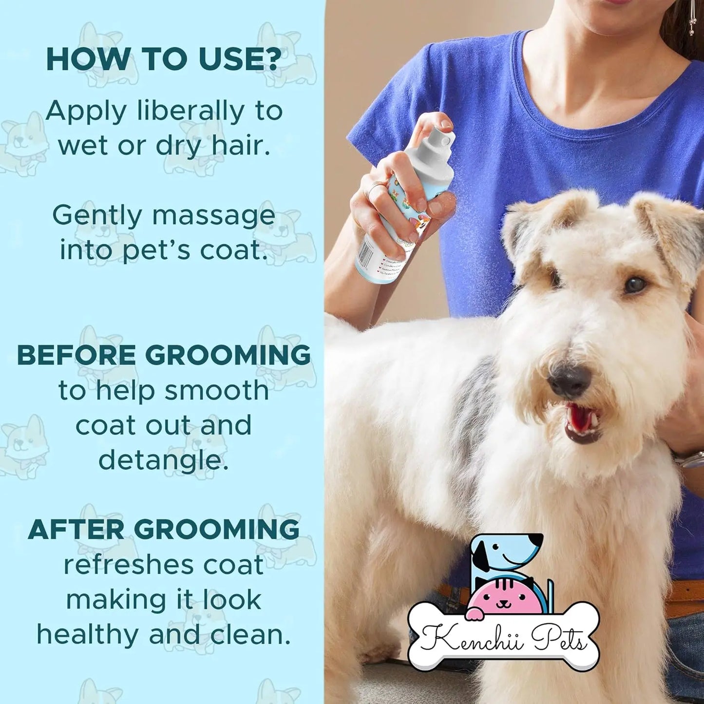 Professional Pet Grooming Spray for Puppies and Dogs | All-Natural Scented Moisturizing Dog Detangler Spray | Puppy Conditioner Coat Shine Spray | Dog Grooming Supplies