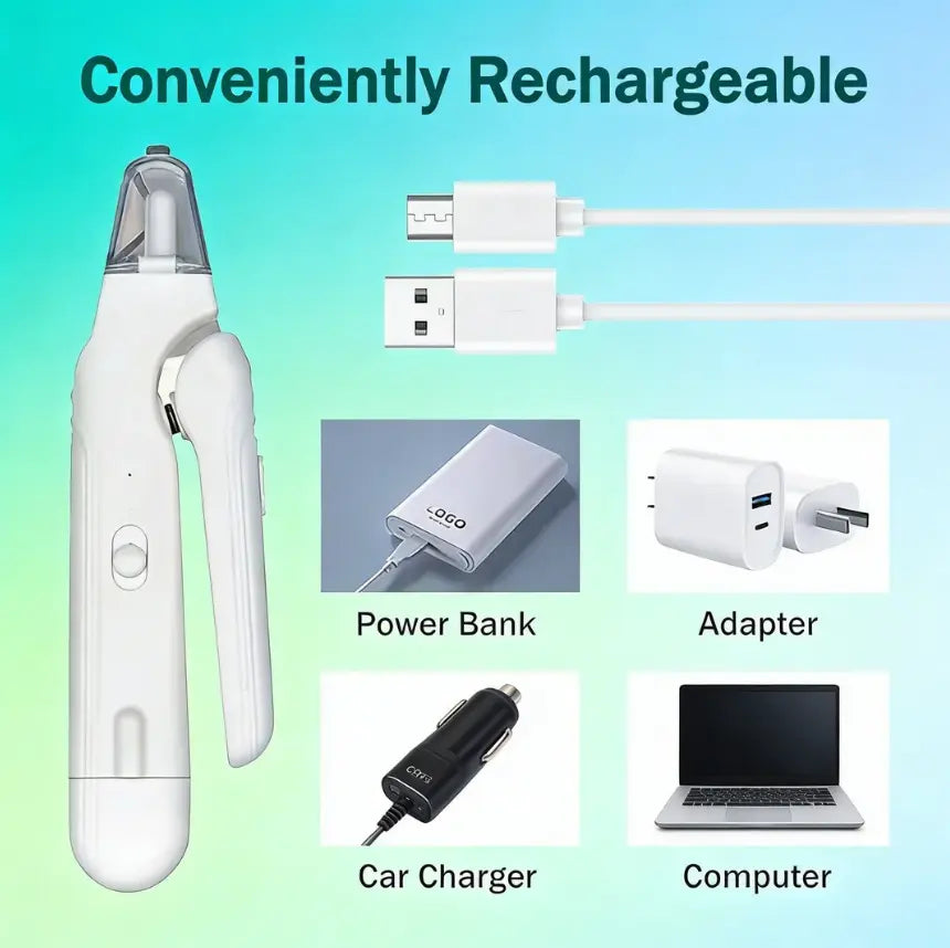 Pet Nail Grinder and Trimmer Kit for Dogs and Cats, Rechargeable and Ultra Quiet, Suitable for Small and Large Breeds, 4-Hour Battery Life