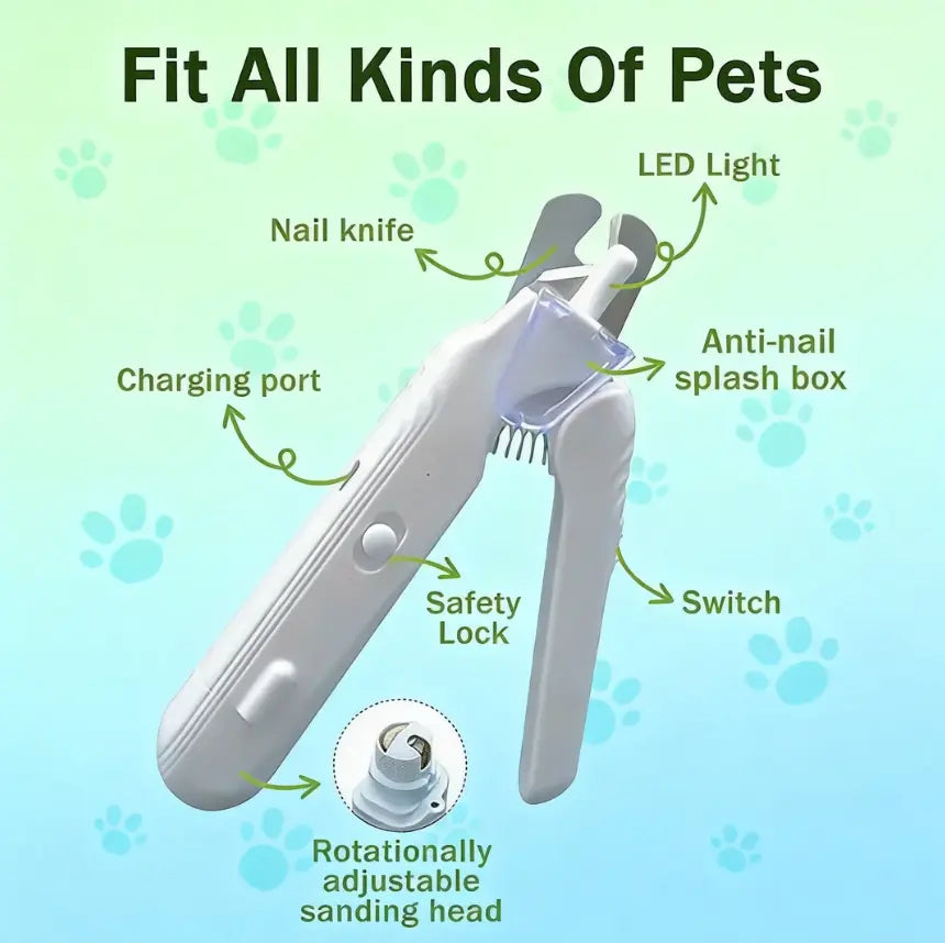 Pet Nail Grinder and Trimmer Kit for Dogs and Cats, Rechargeable and Ultra Quiet, Suitable for Small and Large Breeds, 4-Hour Battery Life