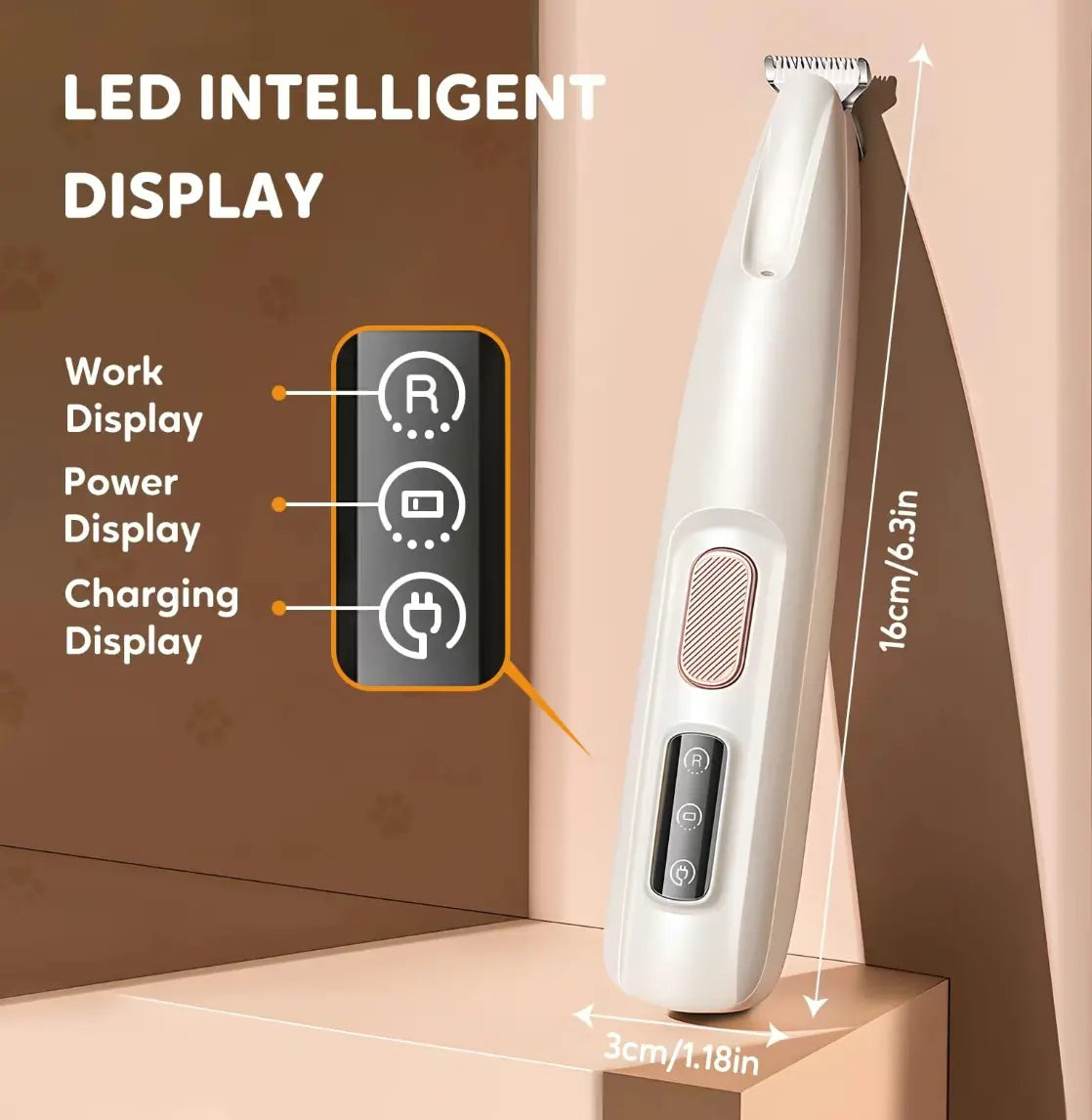 Pet Trimmer for Dogs and Cats Waterproof Shaver with LED Light 18Mm Widen Blade Multifunctional Clippers for Paws Eyes Ears Face Rump USB Rechargeable Grooming Accessories, Summervibes, Petlovers