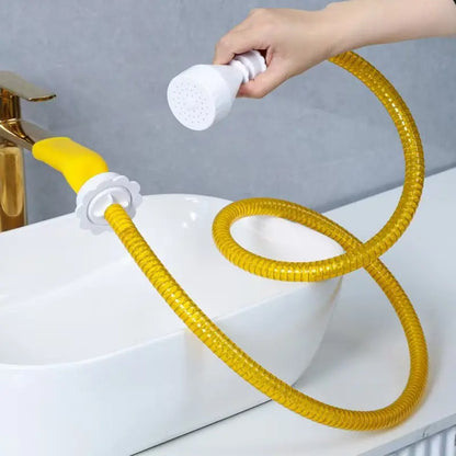 Pet Rinse Pipe No-Install Tub Faucet Sprayer – 5 Ft. Shower Hosetub Spout Attachment , Hair Washing, Baby Bath, Pet Care Grooming Supplies