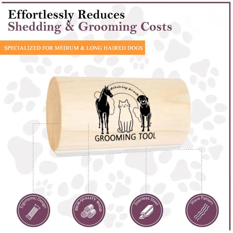 Professional Dog Shedding and Grooming Brush - 5-Inch Deshedding Tool for Short and Long Haired Dogs, Efficient Fur Removal and Grooming Solution for Pet Enthusiasts