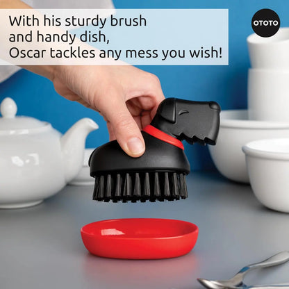 OTOTO Oscar Dog Dish Brush - Cute Dog Kitchen Brush for Dishes & Veggies | Tiktok Must-Have | Funky Kitchen Supplies | Kitchen Accessories