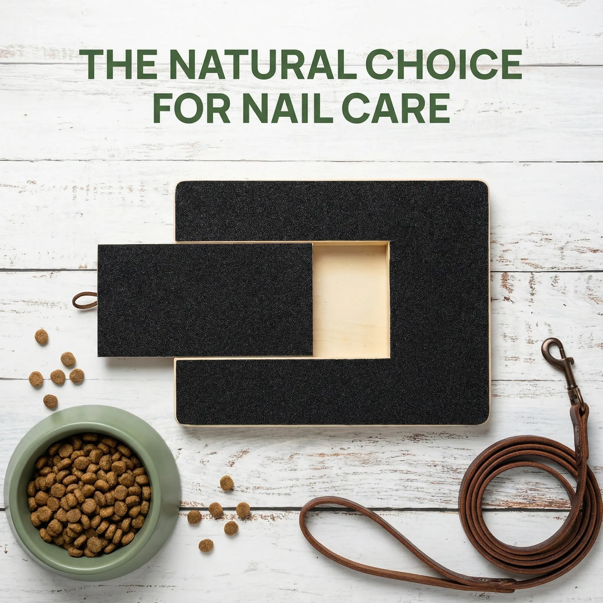 Wooden Dog Nail Smoothing Board with Integrated Treat Compartment and Sandpaper - Premium Solid Wood Grooming Tool