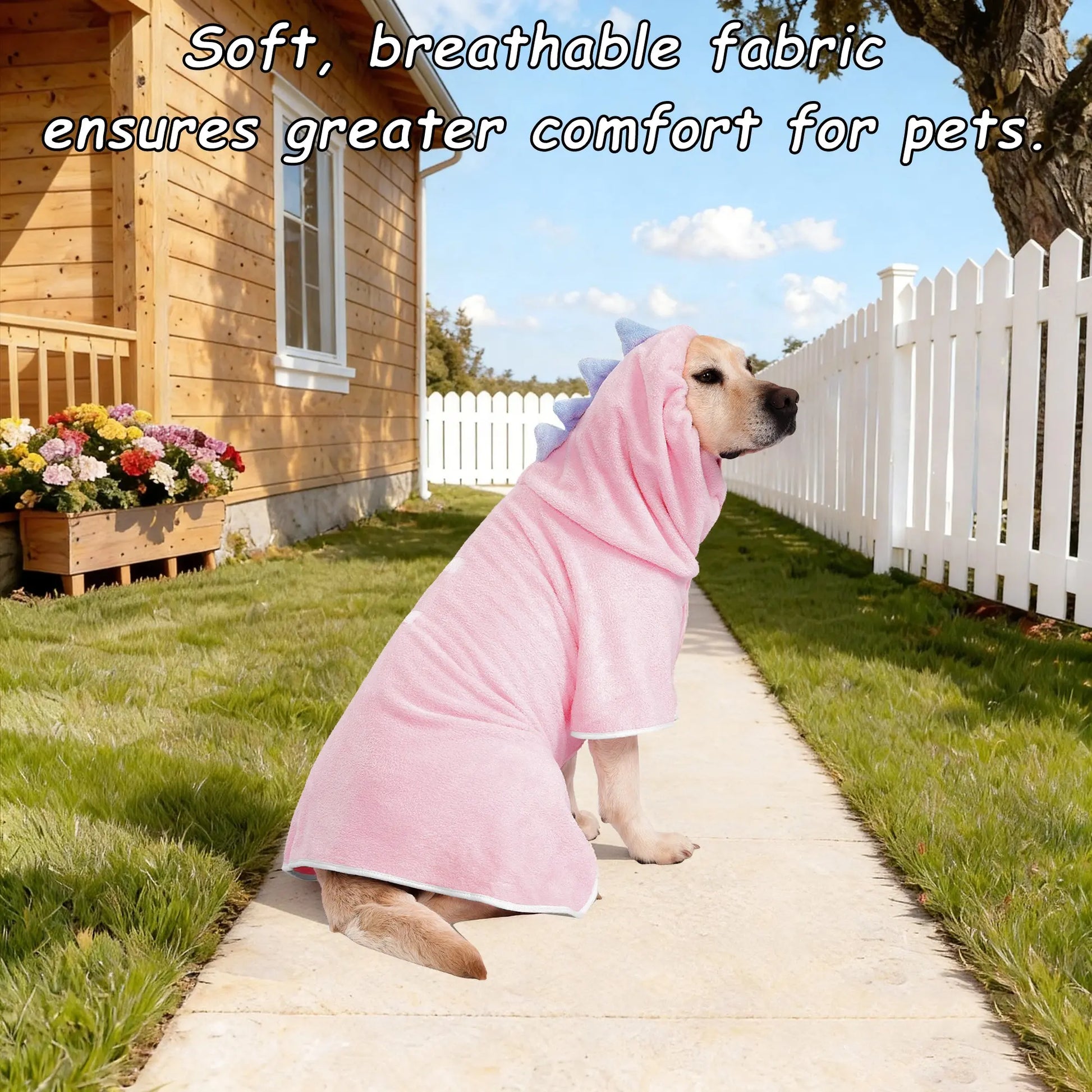 Dinosaur-Themed Pet Bathrobe, Quick-Dry and Highly Absorbent, Available in Multiple Sizes for Small to Large Dogs, Adjustable Straps, Essential Grooming Accessory