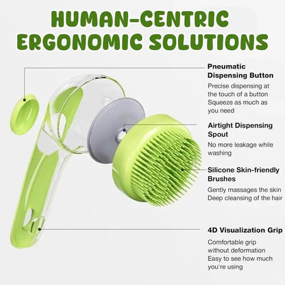 【Summervibes】2026 New 2 in 1 Pet Bath and Grooming Brush Is a Pet Toolwith Built in Shampoo Dispenser for Easy Bathing a Softmassage Tool for Long or Short Haired Dogs and Cats Idealfor Shower Grooming Supplies