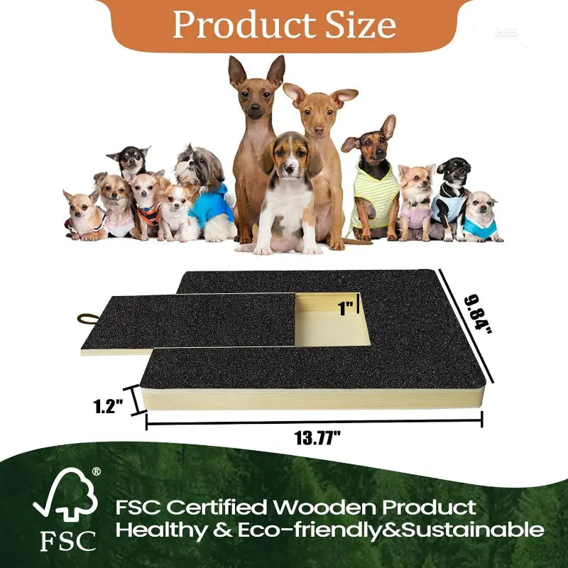 Wooden Dog Nail Smoothing Board with Integrated Treat Compartment and Sandpaper - Premium Solid Wood Grooming Tool