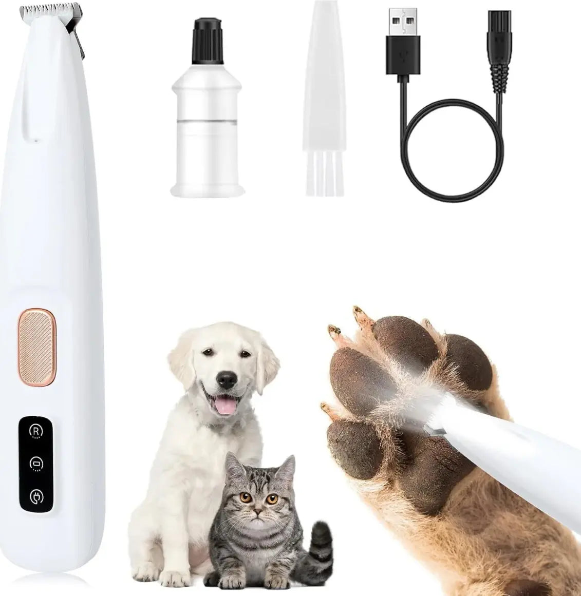 Pet Trimmer for Dogs and Cats Waterproof Shaver with LED Light 18Mm Widen Blade Multifunctional Clippers for Paws Eyes Ears Face Rump USB Rechargeable Grooming Accessories, Summervibes, Petlovers