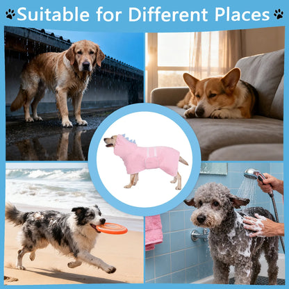 Dinosaur-Themed Pet Bathrobe, Quick-Dry and Highly Absorbent, Available in Multiple Sizes for Small to Large Dogs, Adjustable Straps, Essential Grooming Accessory
