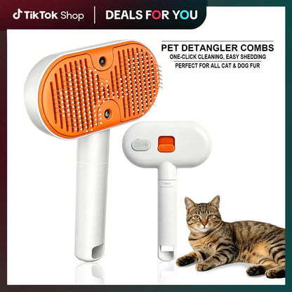 Furlyn Self-Cleaning Pet Hair Remover Brush with Spray Mist for Dogs and Cats – One-Click Deshedding Grooming Tool for Effective Shedding and Undercoat Removal