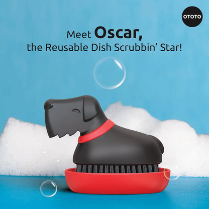 OTOTO Oscar Dog Dish Brush - Cute Dog Kitchen Brush for Dishes & Veggies | Tiktok Must-Have | Funky Kitchen Supplies | Kitchen Accessories