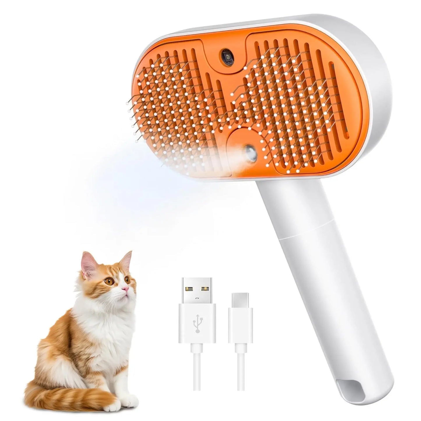 Furlyn Self-Cleaning Pet Hair Remover Brush with Spray Mist for Dogs and Cats – One-Click Deshedding Grooming Tool for Effective Shedding and Undercoat Removal
