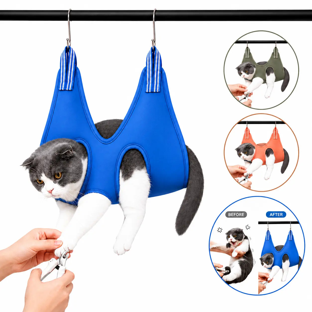Breathable Pet Grooming Hammock Harness for Cats and Small Dogs - Ideal for Nail Trimming, Claw Care, Grooming, Ear Cleaning, and Medication Administration