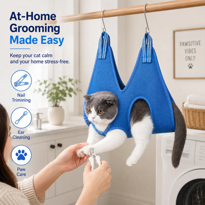 Breathable Pet Grooming Hammock Harness for Cats and Small Dogs - Ideal for Nail Trimming, Claw Care, Grooming, Ear Cleaning, and Medication Administration