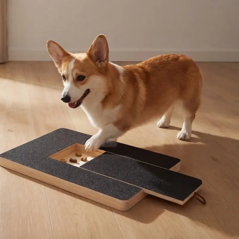 Wooden Dog Nail Smoothing Board with Integrated Treat Compartment and Sandpaper - Premium Solid Wood Grooming Tool