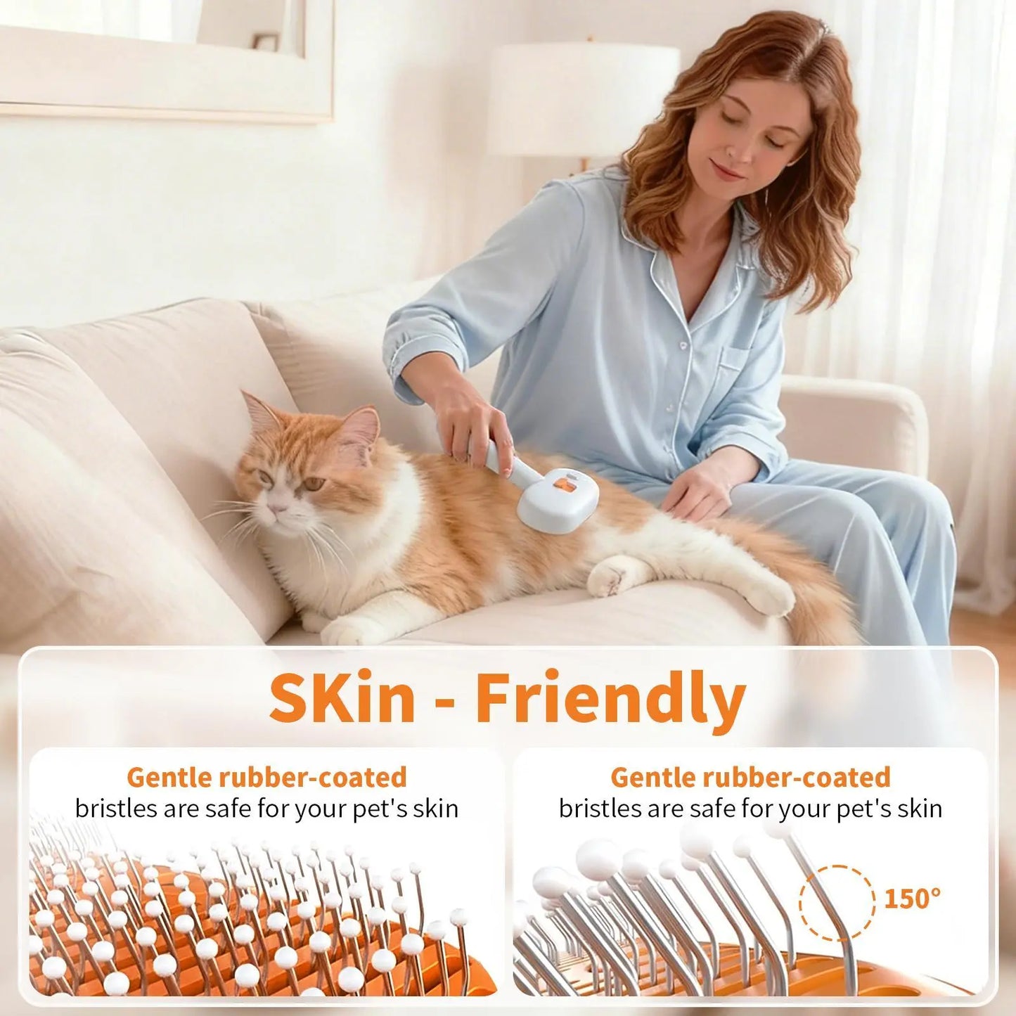Furlyn Self-Cleaning Pet Hair Remover Brush with Spray Mist for Dogs and Cats – One-Click Deshedding Grooming Tool for Effective Shedding and Undercoat Removal